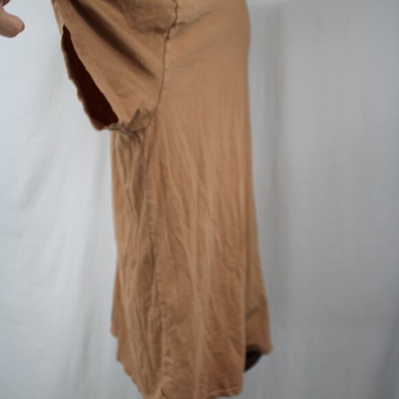 Aerie Women's Distressed Hem Oversized V-neck Shirt, Size XL Tan Cotton Comfort - Picture 4 of 7